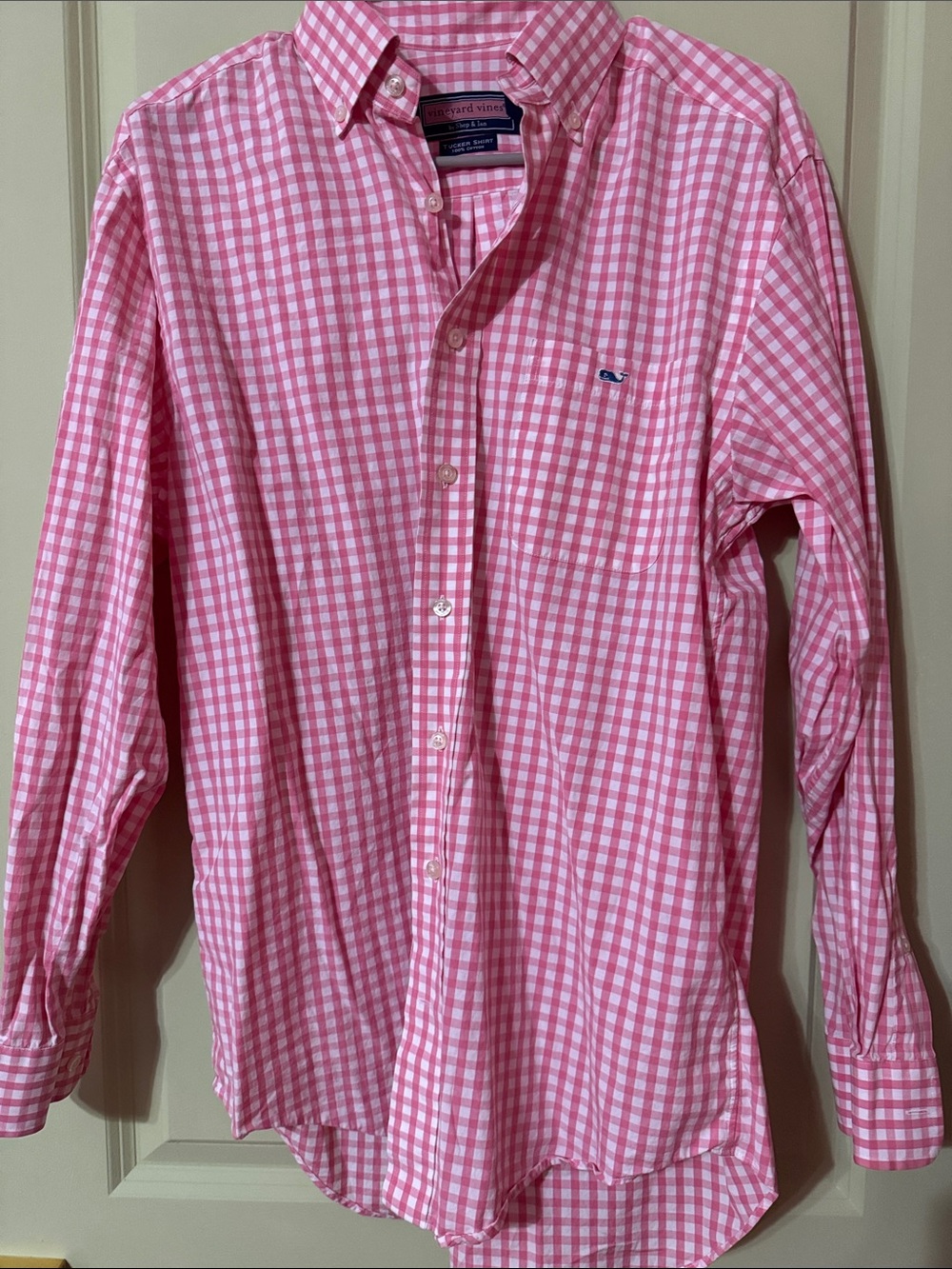 Vineyard Vines Pink and White Gingham Tucker Shirt Dress